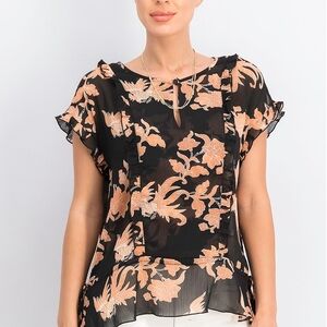 Scotch & Soda Black and Orange Floral Blouse